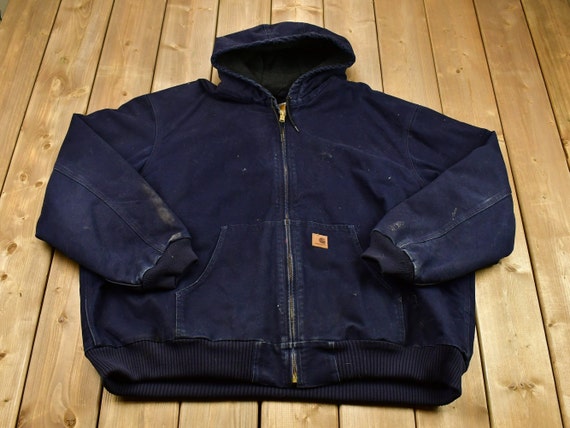 Vintage 1990s Carhartt Full Zip Hooded Workwear J… - image 1