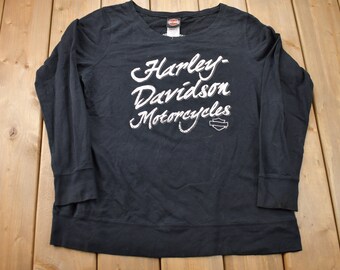 2000s Harley Davidson Y2K Motorcycle Flame Ace Graphic Long Sleeve