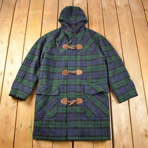 Vintage 1990s LL Bean Full Length Plaid Wool Jacket / Wool Jacket  / Vintage 90s Jacket / Outdoorsman / Made In USA