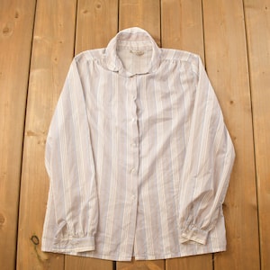 Vintage 90s Bunt gestreiftes Button Up Hemd / 1990s Button Up / Vintage Flanellhemd / Basic Button Up / All Over Print
