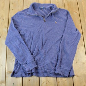 Vintage 1990s Polo Ralph Lauren Quarter Zip Sweatshirt Made In USA / 90s Estate Rib Souvenir Crewneck / Vintage Souvenir Crewneck