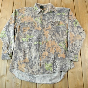 Vintage 1990s West Ark Mossy Oak Camouflage Button Up Shirt / Size XL / Outdoorsman / Hunting Shirt / Heavyweight