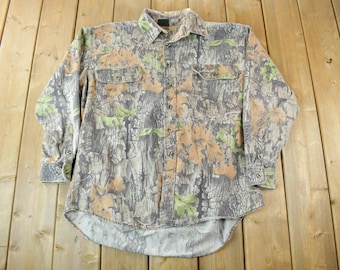 Vintage 1990s West Ark Mossy Oak Camouflage Button Up Shirt / Size XL / Outdoorsman / Hunting Shirt / Heavyweight