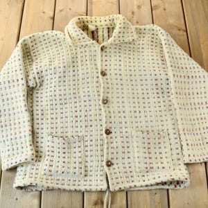 Vintage 1990s Multi Color Knit Cardigan Sweater / Wool Sweater / Vintage Cardigan / Button Up / Abstract Pattern