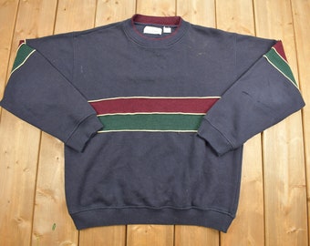Vintage 1990s Bill Blass Striped Crewneck Sweatshirt / 90s Crewneck / Stripes / Essential / Streetwear / 90s / Basic