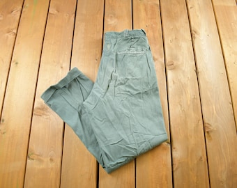 Vintage 1980s Distressed Chino Pants Size 32 x 27 / Teal Pants / American Vintage / Streetwear / Vintage Pants / Distressed