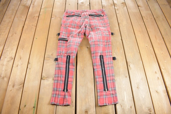 Vintage Y2K Tripp NYC Bondage Pants Size 36 X 30 / Plaid Pants