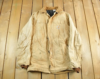 Vintage Carhartt Michigan Chore Jacket L Mens 90s Brown Workwear