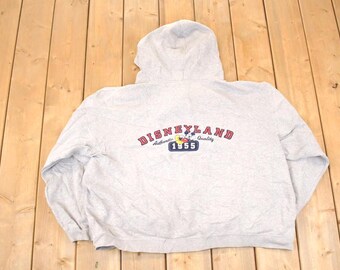 Vintage 1990s Disneyland Full Zip Hoodie Sweater Women's XL / Vintage Mickey Mouse Sweatshirt / Disneyland Cartoon Sweater