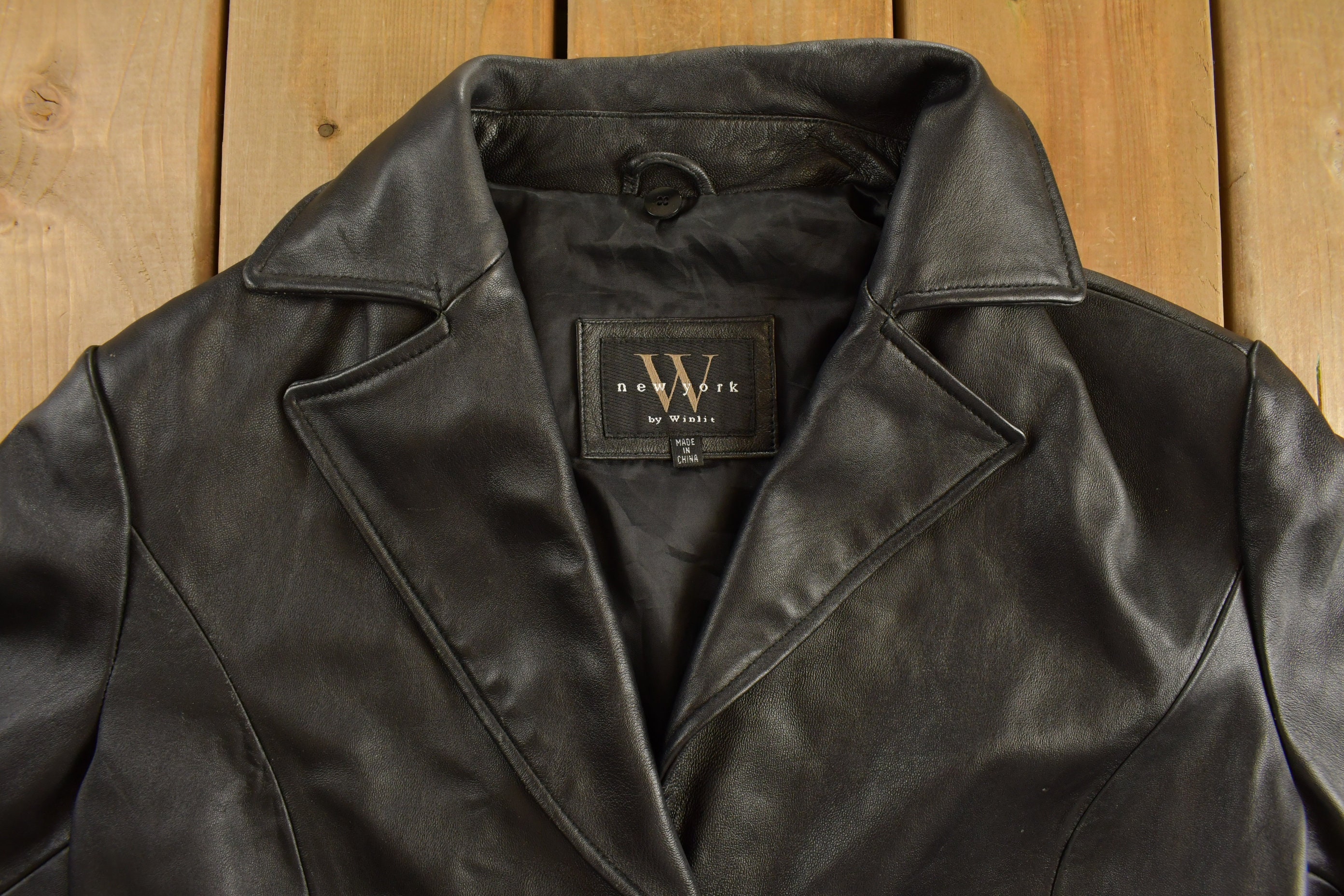 WINLIT レザージャケット　90s Vintage 1990s Winlit New York Leather Trench Coat / Fall