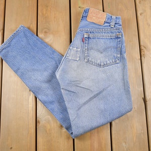 Vintage 1990s Levi&#39;s 501 Red Tab Patch Repaired Denim Jeans Size 32 x 29 / Vintage Denim / Streetwear / Patchwork / Made In USA