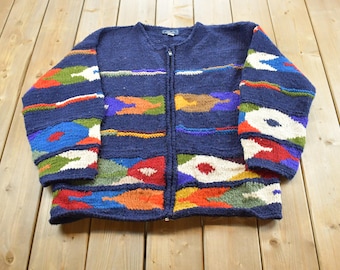 Vintage 1990s Frantic Full-Zip Wolle Strickjacke Pullover Herren XS / Vintage Cardigan / 90s Streetwear