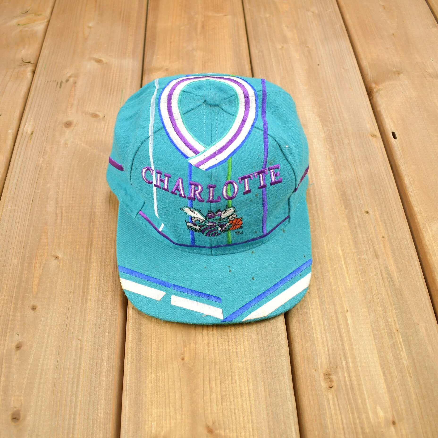 charlotte hornets rare vintage jersey+hardwood vintage cap, Men's