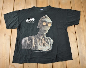 Vintage 1999 Star Wars Episode 1 The Phantom Menace Promo T-Shirt Size L C3PO