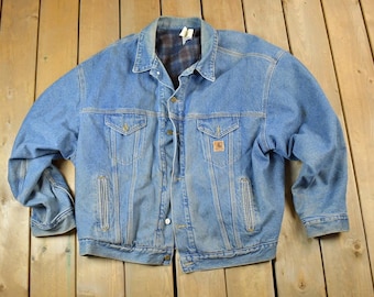 Vintage Carhartt Chore Coat Retro 1970s Blue Denim + Size 40 +