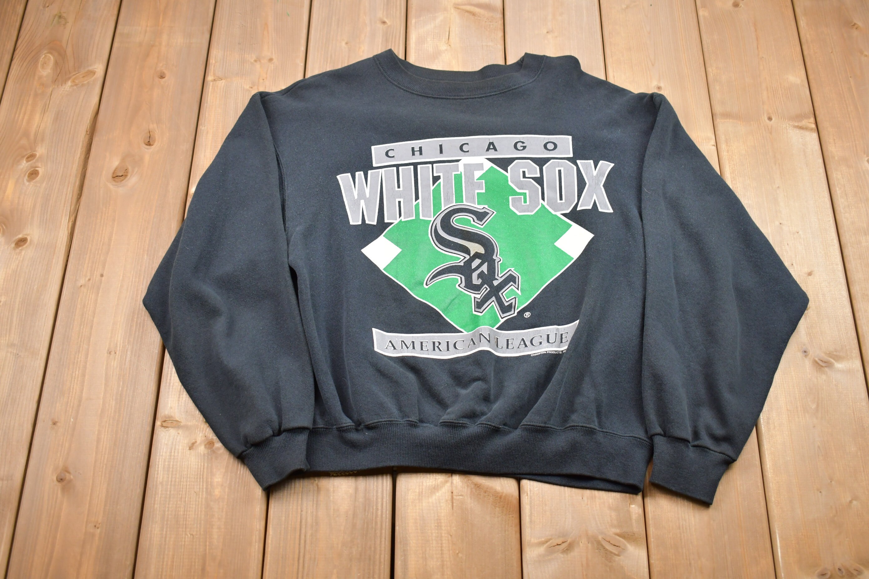 90s Chicago White Sox Wrap Around Black Vintage T-shirt Youth 
