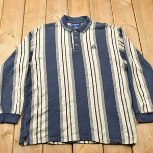 Vintage 1990s Izod Striped Collared Sweatshirt / 90s Ralph Izod / Streetwear / Color Block / Collared Shirt / Casual Wear / Striped Izod