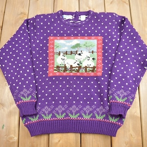 Vintage 1990s Northern Isles Sheep Knit Crewneck Sweater / Vintage 90s Crewneck / Farm Theme / Sweatshirt / Cute