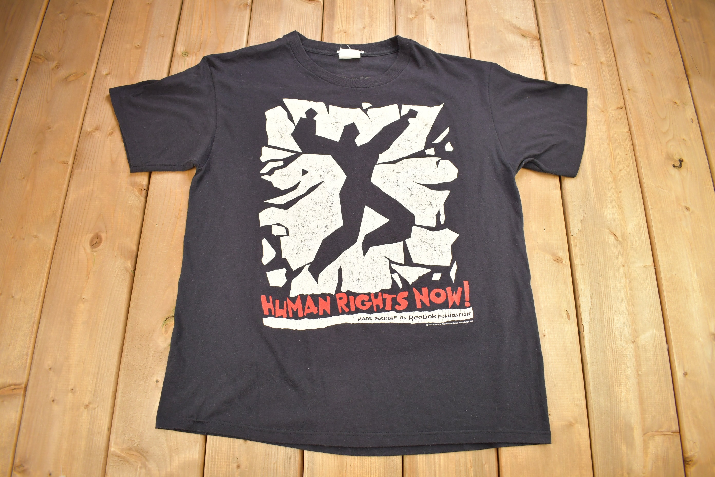 Vintage 1980s Reebok Concerts for Human Rights Graphic T-shirt 