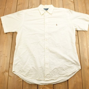 Camicia vintage Ralph Lauren Polo anni &#39;90 con bottoni bianchi / Manica corta / Camicia anni &#39;90 con bottoni / Camicia basic con bottoni / Abbigliamento formale