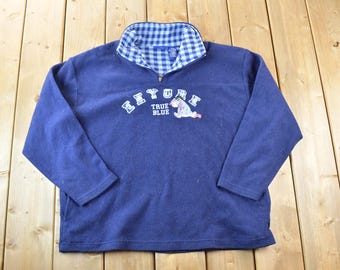 Vintage 1990s Eeyore Disney Fleece Sweater / Vintage Sweatshirt / Vintage Disney / Mickey / Embroidered / Made In USA