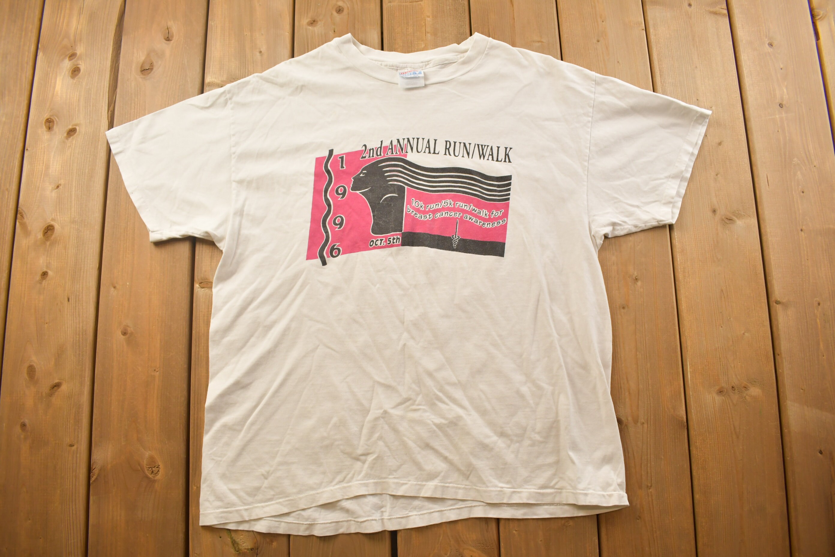 Vintage 1996 Run/walk Graphic T Shirt / Vintage T Shirt