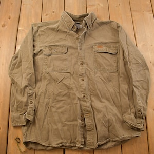 Vintage 1990s  Blank Carhartt Button Up Shirt / 1990s Button Up / Vintage Flannel / Basic Button Up