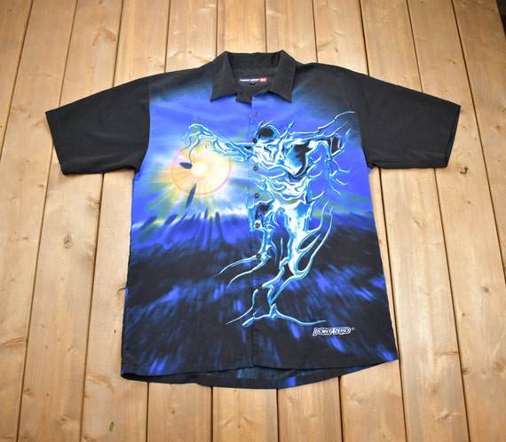 Vintage 2000s Point Zero Immortal Being Abstract Pattern Button up