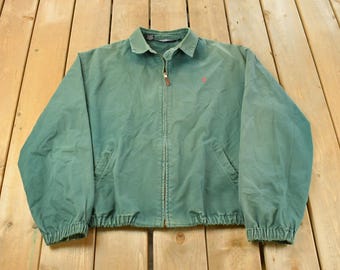 Vintage 90s Polo Ralph Lauren Harrington Jacket, Sun Faded, Men's Large