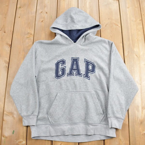 Vintage 1990s GAP Kids Embroidered Fleece Hoodie / 90s Hoodie / Vintage Sweater / Vintage GAP / GAP Hoodie / Vintage Fleece