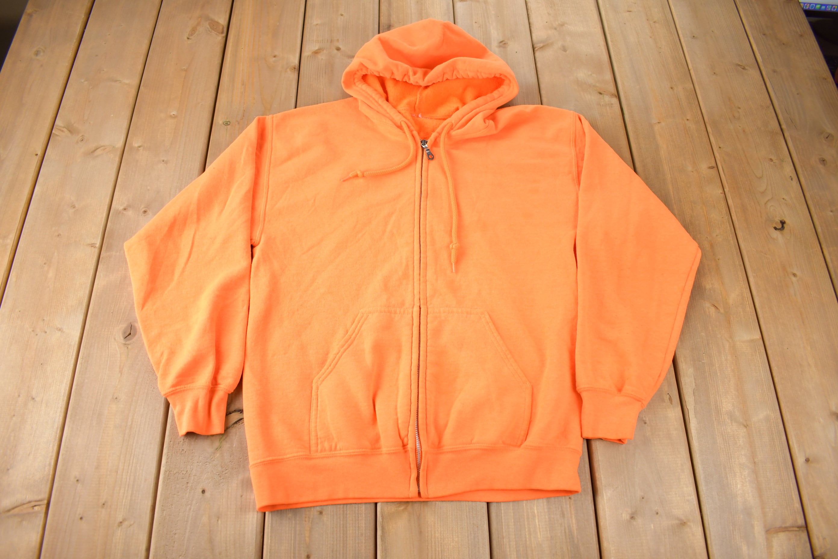 Vintage 1980s Blank Orange Zip up Hoodie Made in USA - Etsy