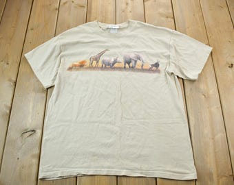 Vintage 1990s Disney Animal Kingdom Promo T-Shirt / 90s Graphic Tee / Vintage Mickey Mouse / 90s Disney Tee