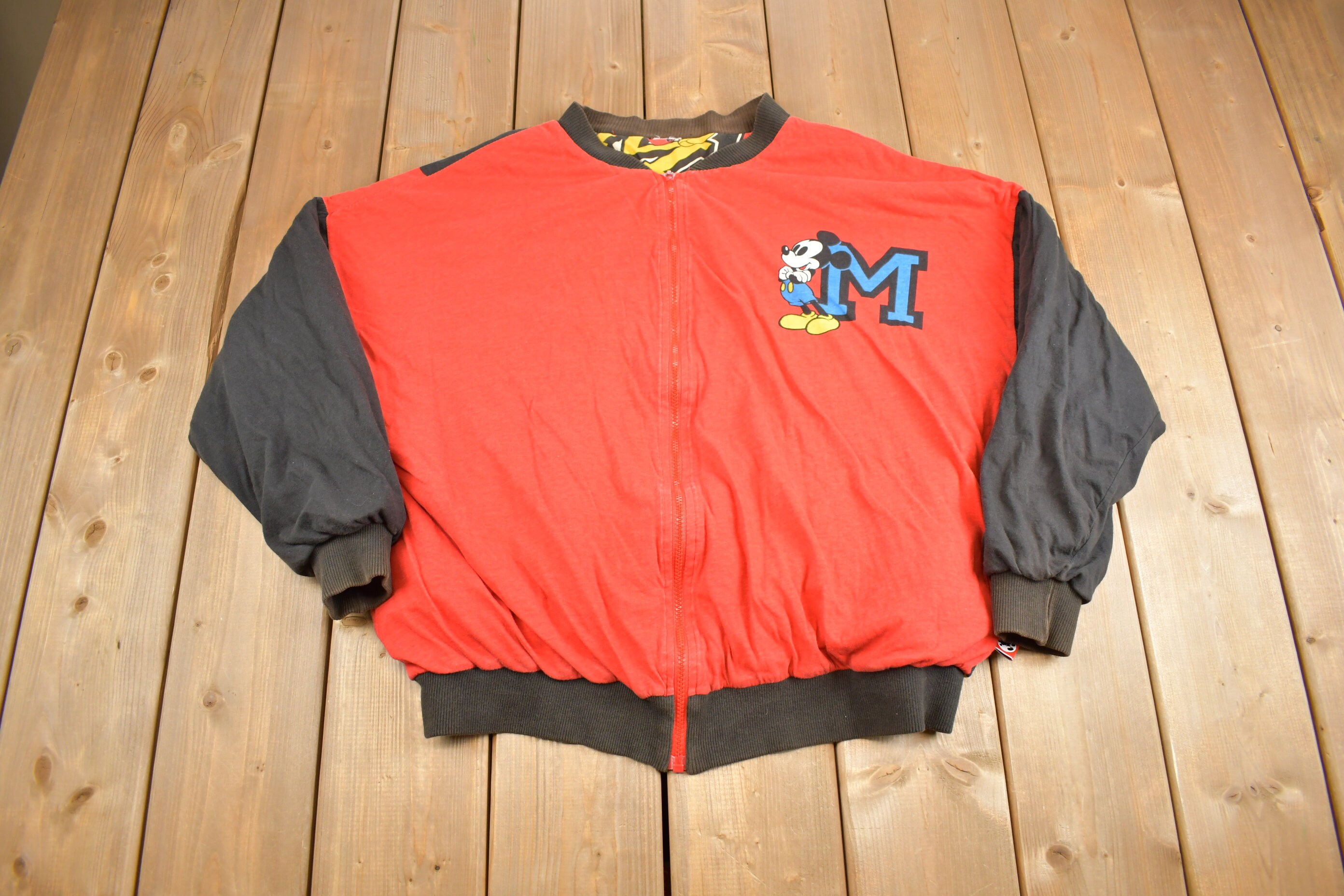 Vintage 1990s Disney Mickey Mouse All Over Print Reversible Jacket 