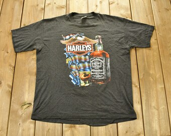 Vintage 1987 Harley Davidson Motorcycles Harleys Whiskey T-Shirt / Single Stitch / Made In USA / 90s Graphic / Biker / Vintage Tee