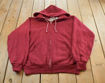 Vintage 1990s MacGregor Blank Thermal Lined Full Zip Hoodie Men's M / 90s Hoodie / Essential / Streetwear / 80s Blank Sweatshirt