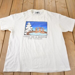 Vintage 1990s Cool as A Moose Bar Harbour Graphic T Shirt Made in USA Size L Etsy