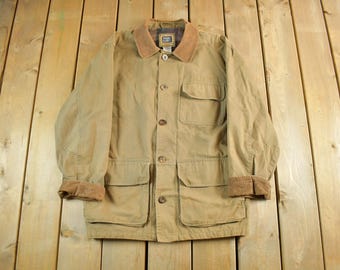 Kurtka męska w stylu vintage z lat 90. z podszewką Faded Glory Faded Barn Chore, rozmiar S, do pracy, na zewnątrz, zapinana na guziki, z płótna