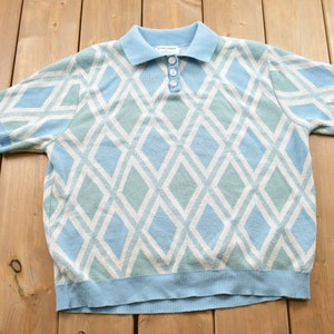 Vintage 1990s Alfred Dunner Polo Shirt/ 90s Polo Shirt / Made In USA / Essential / Streetwear / 90s Alfred Dunner / Argyle Knit Shirt
