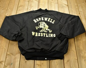 Vintage jaren 80 Hopewell Wrestling Bulldogs windjack bomberjack / Hartwell / Streetwear Fashion / Made in USA
