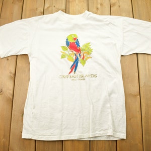 Vintage 1990s Cayman Islands Souvenir T Shirt / Shiny Print / 80s / 90s / Streetwear Fashion / Sun Island / Travel