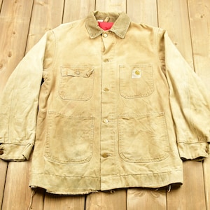 Vintage 1970s Distressed Carhartt Chore Coat / Vintage Workwear / Streetwear Fashion / Vintage Button Up / Utility Pockets