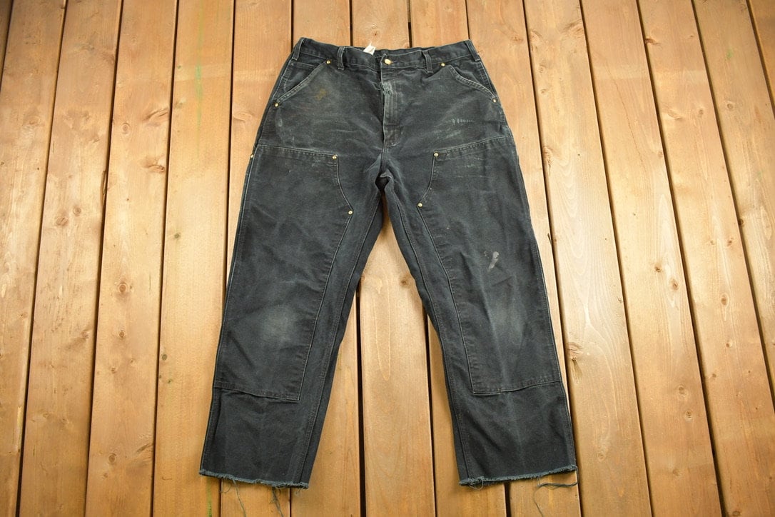 90's carhartt black double knee usa製 Vintage 1990s Carhartt Black Double Knee Work Pants Size 34