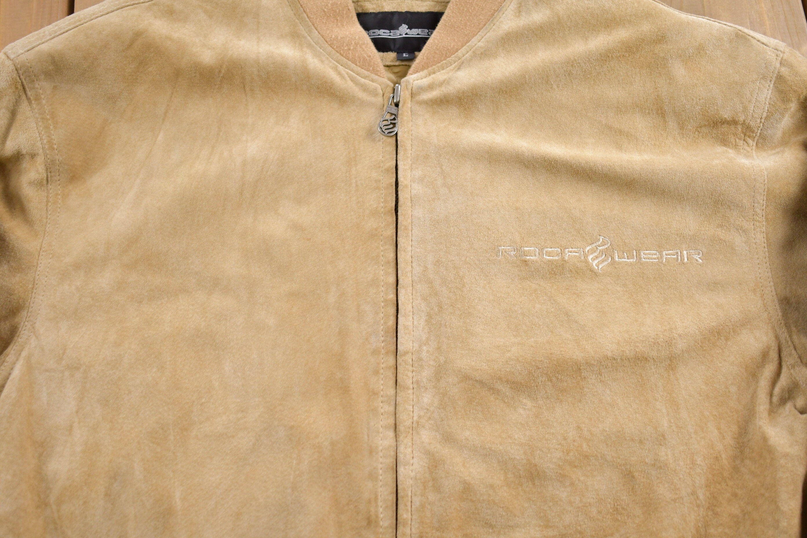 Vintage 1990s Roca Wear Suede Leather Bomber Jacket / Fall Vintage 1990s Roca Wear Suede Leather Bomber Jacket / Fall