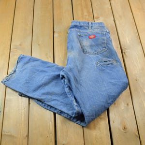 Vintage 1990s Dickies Blue Denim Carpenter Pants 40 x 32 / Hype Vintage / Workwear / American Vintage / Streetwear Fashion / Double Knee