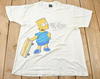 Vintage 1990 Bart Simpson Graphic T-Shirt / The Simpsons /Twentieth Century Fox / Streetwear / TV Show Promo / Made In USA / Single Stitch