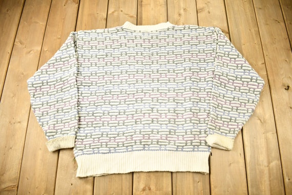 Vintage 1990s 3D Cable Knit Crewneck Sweater / Vi… - image 2