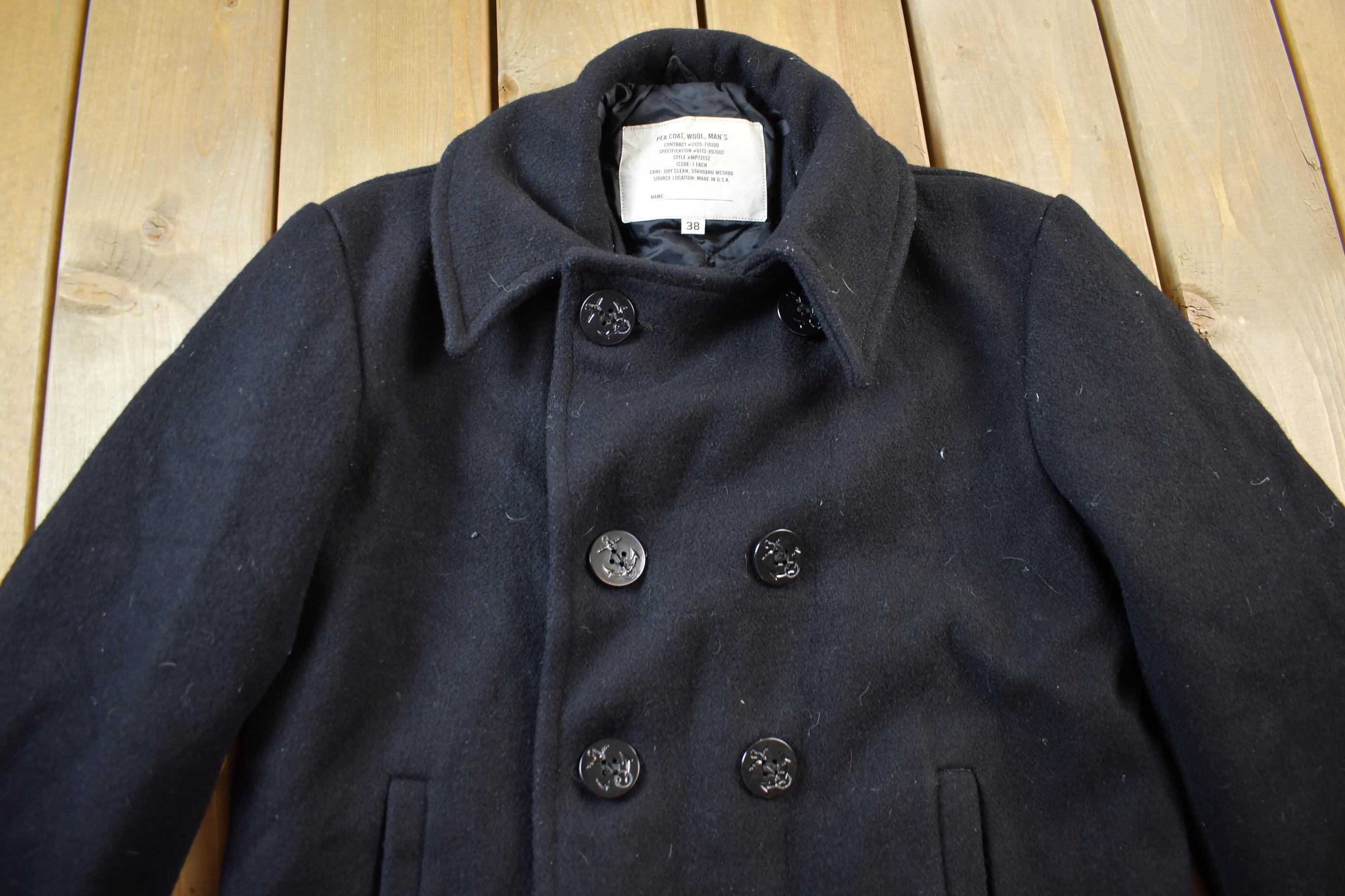 US Navy 1910s Vintage Melton Wool Pea Coat 13 Star Button