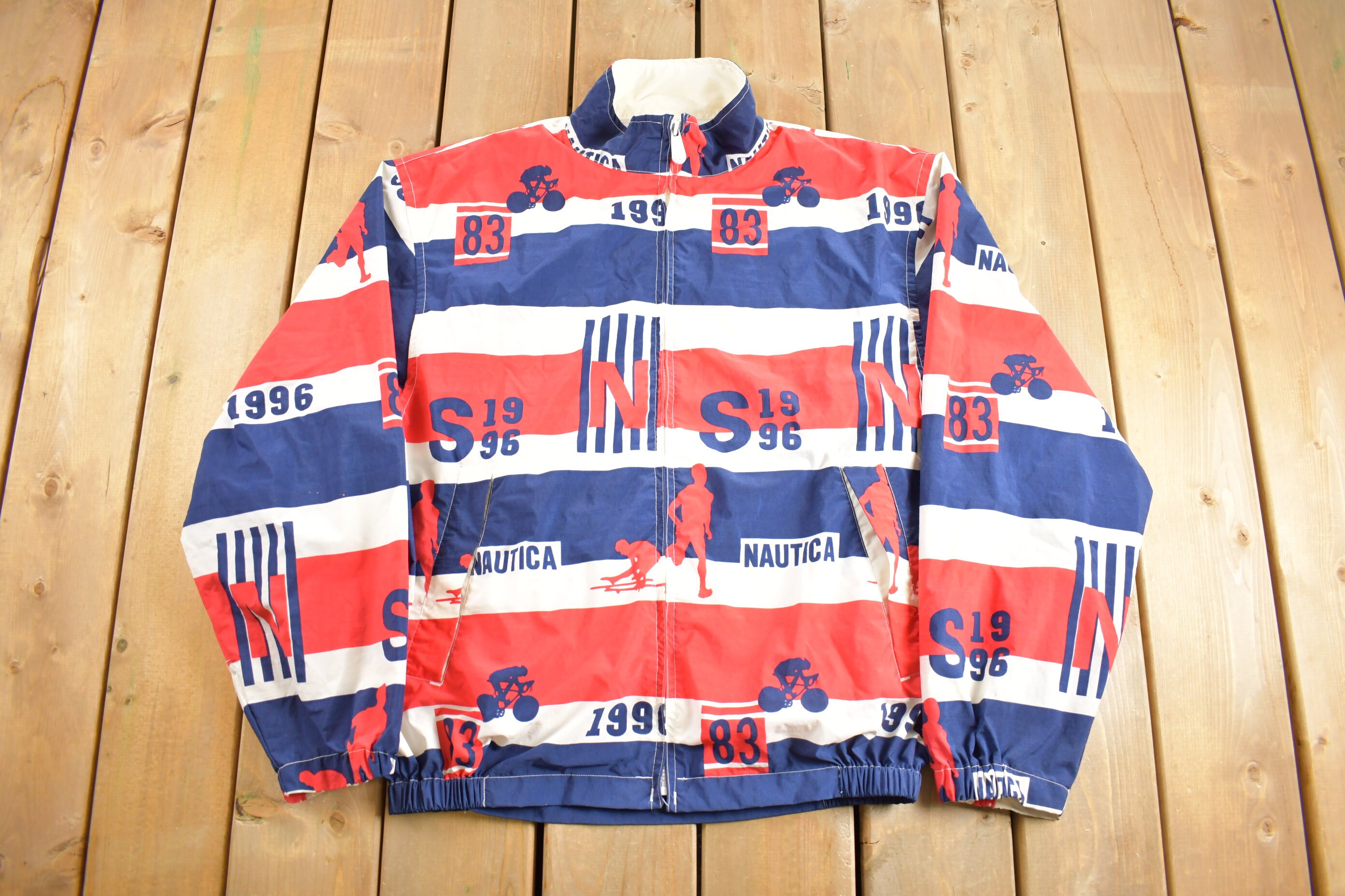 Vintage 1996 Nautica All Over Print Jacket / 90s Windbreaker Vintage 1996 Nautica All Over Print Jacket / 90s Windbreaker