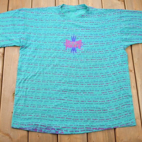 Vintage 1991 Ocean Pacific All Over Print Graphic T Shirt / Vintage T Shirt / Streetwear / Graphic Tee / Single Stitch / Made In USA