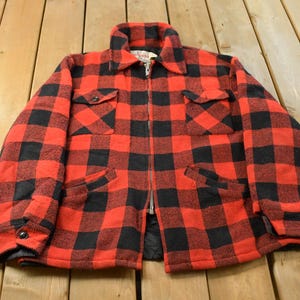 Vintage 1990s Weatherguard Shane Full Zip Buffalo Plaid Wool Hunting Shacket Mens XL / Buffalo Plaid Jacket / Outdoor